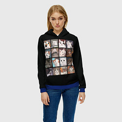 Толстовка-худи женская Коты и кошки, цвет: 3D-синий — фото 2