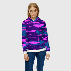 Толстовка-худи женская CYBERSTYLE NEON CAMOUFLAGE, цвет: 3D-белый — фото 2