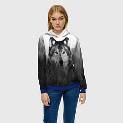 Толстовка-худи женская Волк, цвет: 3D-синий — фото 2