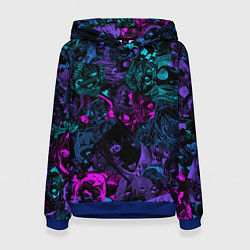 Толстовка-худи женская Neon Ahegao, цвет: 3D-синий