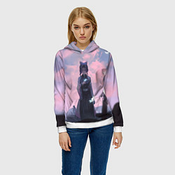 Толстовка-худи женская КЛИНОК РАССЕКАЮЩИЙ ДЕМОНОВ, цвет: 3D-белый — фото 2