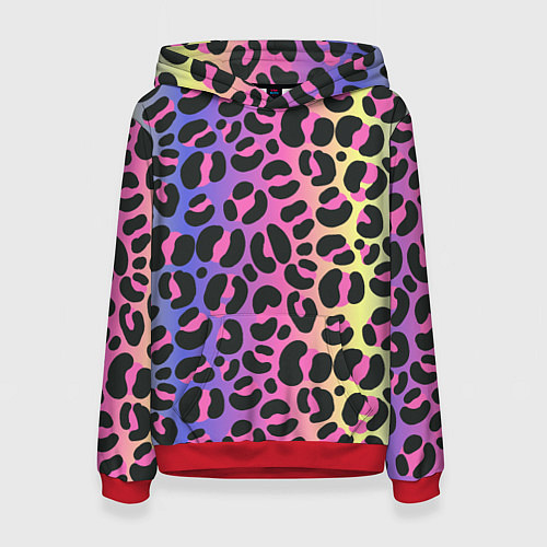 Женская толстовка Neon Leopard Pattern / 3D-Красный – фото 1