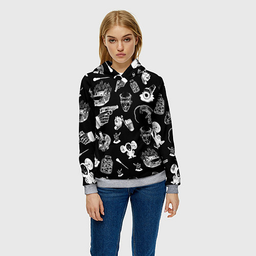 Женская толстовка КРОВОСТОК ТАТУИРОВКИ / 3D-Меланж – фото 3