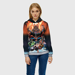 Толстовка-худи женская Darkseid VS Justice League, цвет: 3D-меланж — фото 2