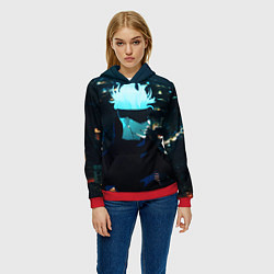 Толстовка-худи женская Магическая битва, цвет: 3D-красный — фото 2