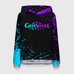 Толстовка-худи женская GENSHIN IMPACT NEON LOGO, цвет: 3D-меланж