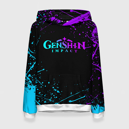 Женская толстовка GENSHIN IMPACT NEON LOGO / 3D-Белый – фото 1