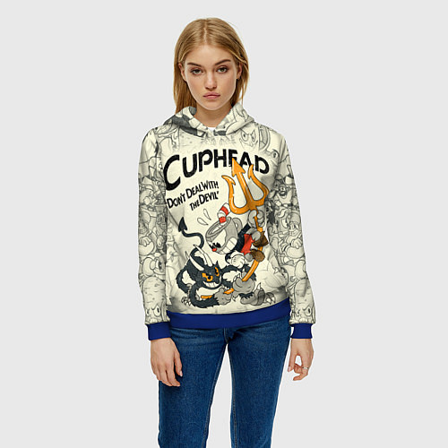Женская толстовка Cuphead and Devil / 3D-Синий – фото 3