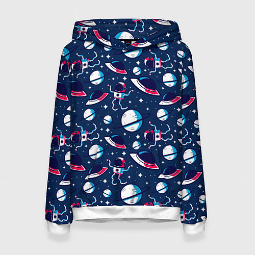 Женская толстовка Космонавты, планеты и нло / 3D-Белый – фото 1