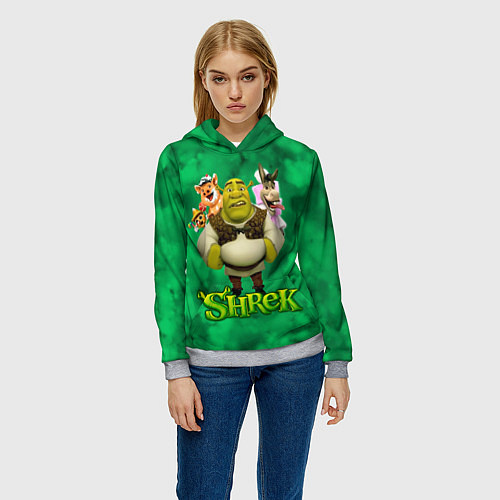 Женская толстовка Шрек, Осел, Пиннокио и свин / 3D-Меланж – фото 3