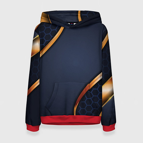 Женская толстовка 3D БРОНЯ ВСТАВКИ ЗОЛОТА / 3D-Красный – фото 1