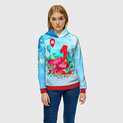 Толстовка-худи женская С 1 Мая!, цвет: 3D-красный — фото 2