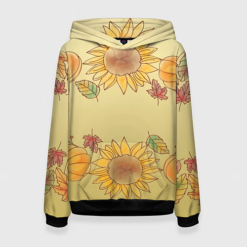 Женская толстовка Подсолнухи тыквы / 3D-Черный – фото 1