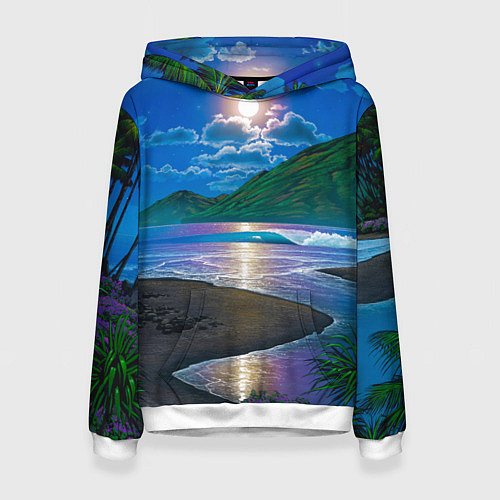 Женская толстовка Гавайский пейзаж / 3D-Белый – фото 1