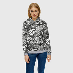 Толстовка-худи женская Тату ретро, цвет: 3D-меланж — фото 2