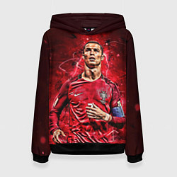 Толстовка-худи женская Cristiano Ronaldo Portugal, цвет: 3D-черный