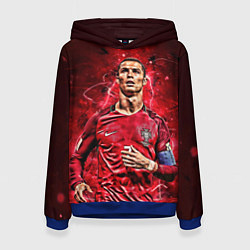 Толстовка-худи женская Cristiano Ronaldo Portugal, цвет: 3D-синий