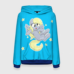 Толстовка-худи женская Пони в звёздном небе, цвет: 3D-синий