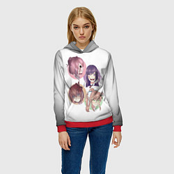 Толстовка-худи женская Doki Doki Literature Club, цвет: 3D-красный — фото 2
