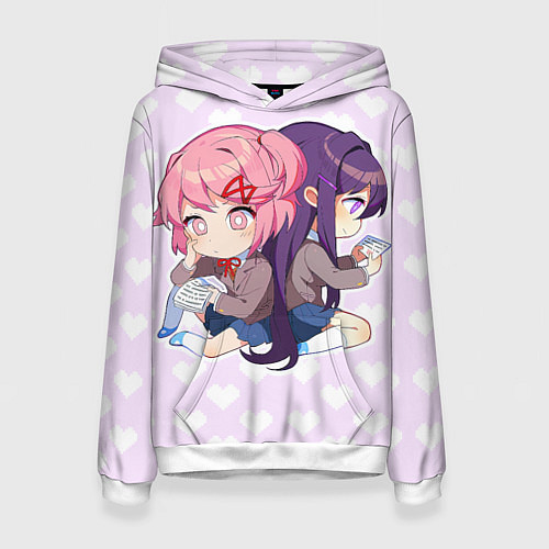 Женская толстовка Chibi Natsuki and Yuri / 3D-Белый – фото 1