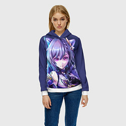 Толстовка-худи женская Keqing - Genshin Impact, цвет: 3D-белый — фото 2