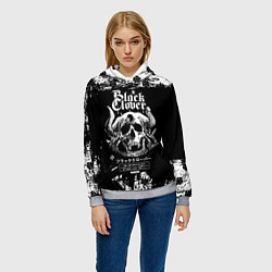 Толстовка-худи женская Чёрный клевер череп демона, цвет: 3D-меланж — фото 2