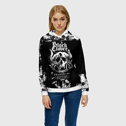 Толстовка-худи женская Чёрный клевер череп демона, цвет: 3D-белый — фото 2