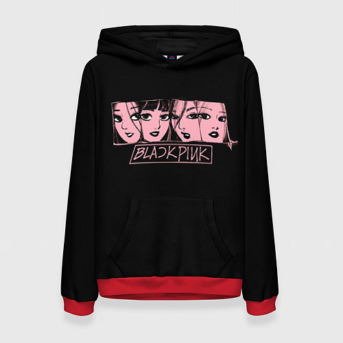 Женская толстовка Black Pink Art / 3D-Красный – фото 1