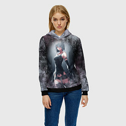 Толстовка-худи женская Nier Automata Z, цвет: 3D-черный — фото 2