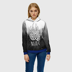 Толстовка-худи женская ВЕЛЕС туманный лес, цвет: 3D-синий — фото 2