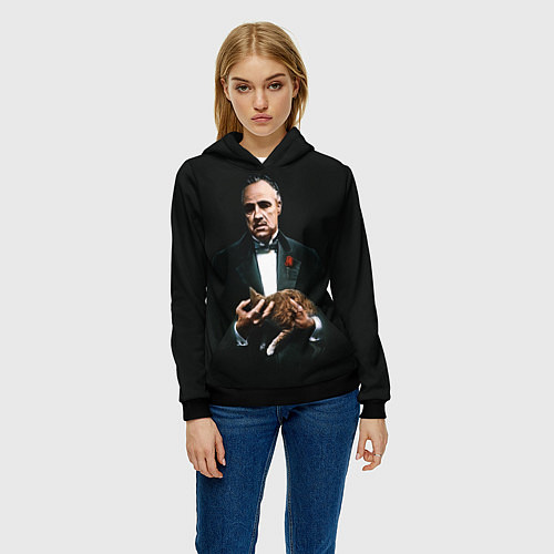 Женская толстовка КРЕСТНЫЙ ОТЕЦ ДОН КАРЛЕОНЕ / 3D-Черный – фото 3