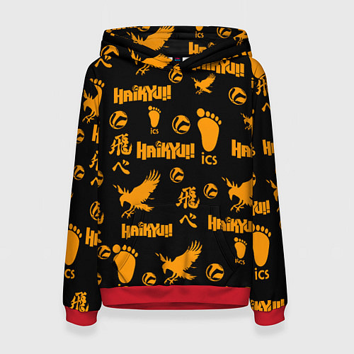 Женская толстовка Haikyu!! ВОЛЕЙБОЛ!! элементы / 3D-Красный – фото 1