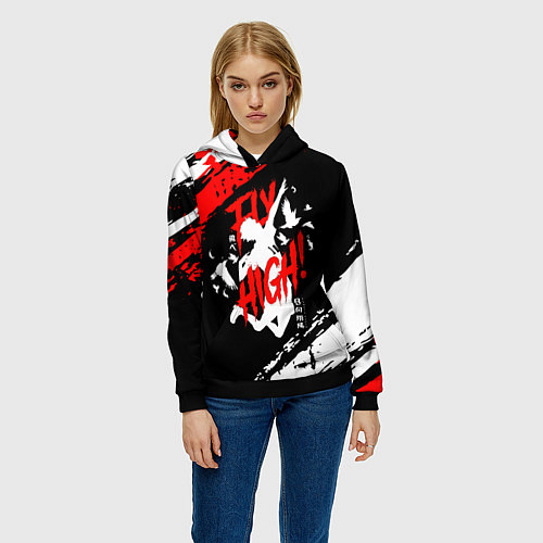 Женская толстовка FLY HIGH! Haikyu!! / 3D-Черный – фото 3