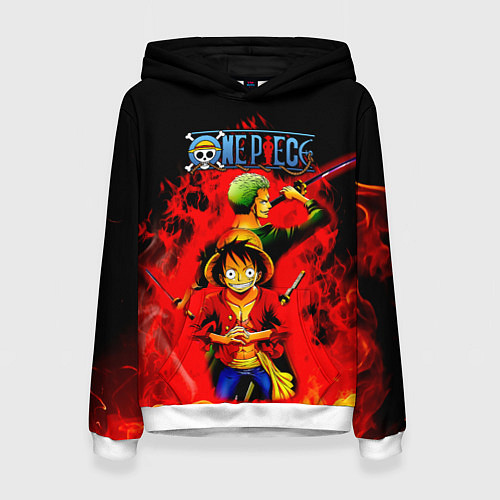 Женская толстовка Зоро и Луффи в огне One Piece / 3D-Белый – фото 1