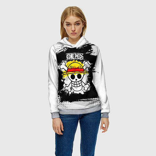 Женская толстовка Весёлый Роджер пиратов Соломенной Шляпы / 3D-Меланж – фото 3