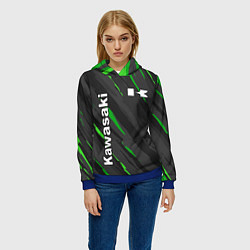 Толстовка-худи женская KAWASAKI КАВАСАКИ SPORT, цвет: 3D-синий — фото 2