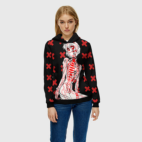 Женская толстовка Ева 00 Аянами Рей в X Ray / 3D-Черный – фото 3