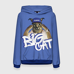 Толстовка-худи женская Big Cat Floppa, цвет: 3D-синий
