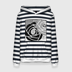 Женская толстовка Аппликация розы на полосатом