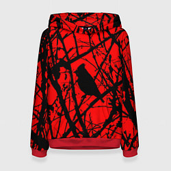 Толстовка-худи женская Хоррор Мрачный лес, цвет: 3D-красный
