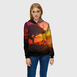 Толстовка-худи женская СОЛНЦЕ НАД АФРИКОЙ, цвет: 3D-черный — фото 2