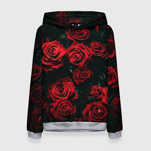 Женская толстовка РОЗЫ НА ЧЁРНОМ ФОНЕ / 3D-Меланж – фото 1