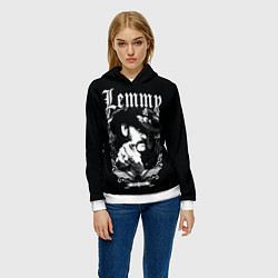 Толстовка-худи женская RIP Lemmy, цвет: 3D-белый — фото 2