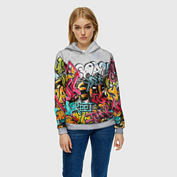 Толстовка-худи женская Graffiti on the wall, цвет: 3D-меланж — фото 2