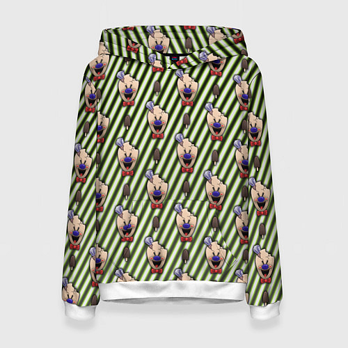 Женская толстовка ICE SCREAM зеленый паттерн / 3D-Белый – фото 1