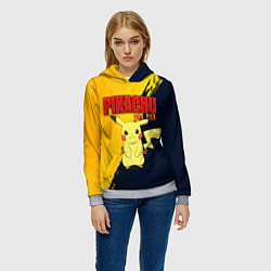 Толстовка-худи женская PIKACHU PIKA PIKA ПИКАЧУ, цвет: 3D-меланж — фото 2