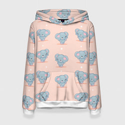 Толстовка-худи женская Слоники, цвет: 3D-белый
