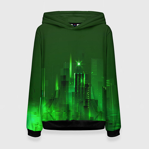 Женская толстовка Зеленый город / 3D-Черный – фото 1