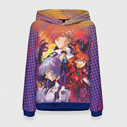 Толстовка-худи женская Евангелион, цвет: 3D-синий