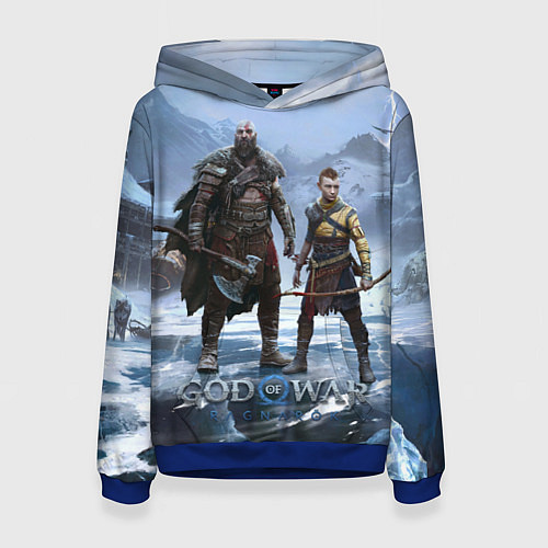 Женская толстовка Кратос и Атрей Рагнарек / 3D-Синий – фото 1